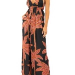 Maaji orange and Black Halter Jumpsuit Resort Wear